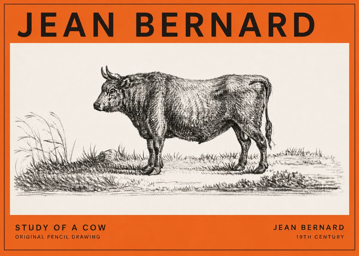 Jean Bernard Study of a Cow XIII No2 - Póster