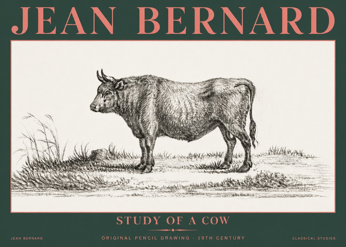 Jean Bernard Study of a Cow XIII No5 - Póster