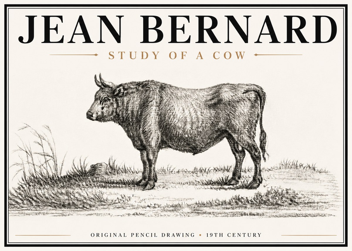 Jean Bernard Study of a Cow XIII No6 - Póster