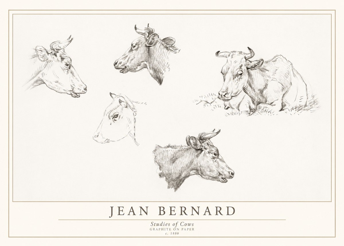 Jean Bernard Studies of Cows I No1 - Póster