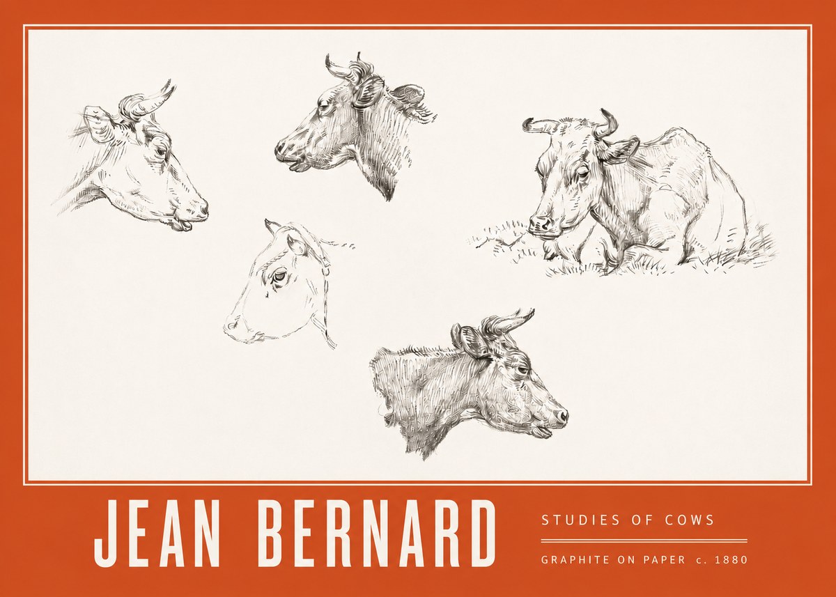 Jean Bernard Studies of Cows I No3 - Póster