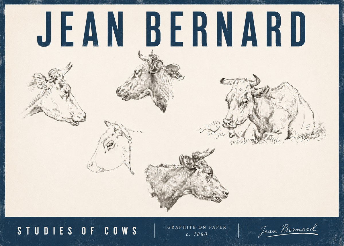 Jean Bernard Studies of Cows I No4 - Póster