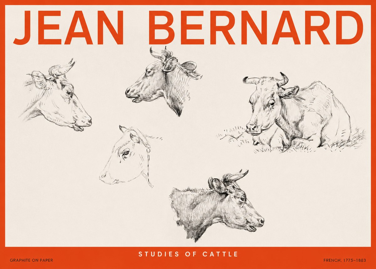 Jean Bernard Studies of Cows I No6 - Póster