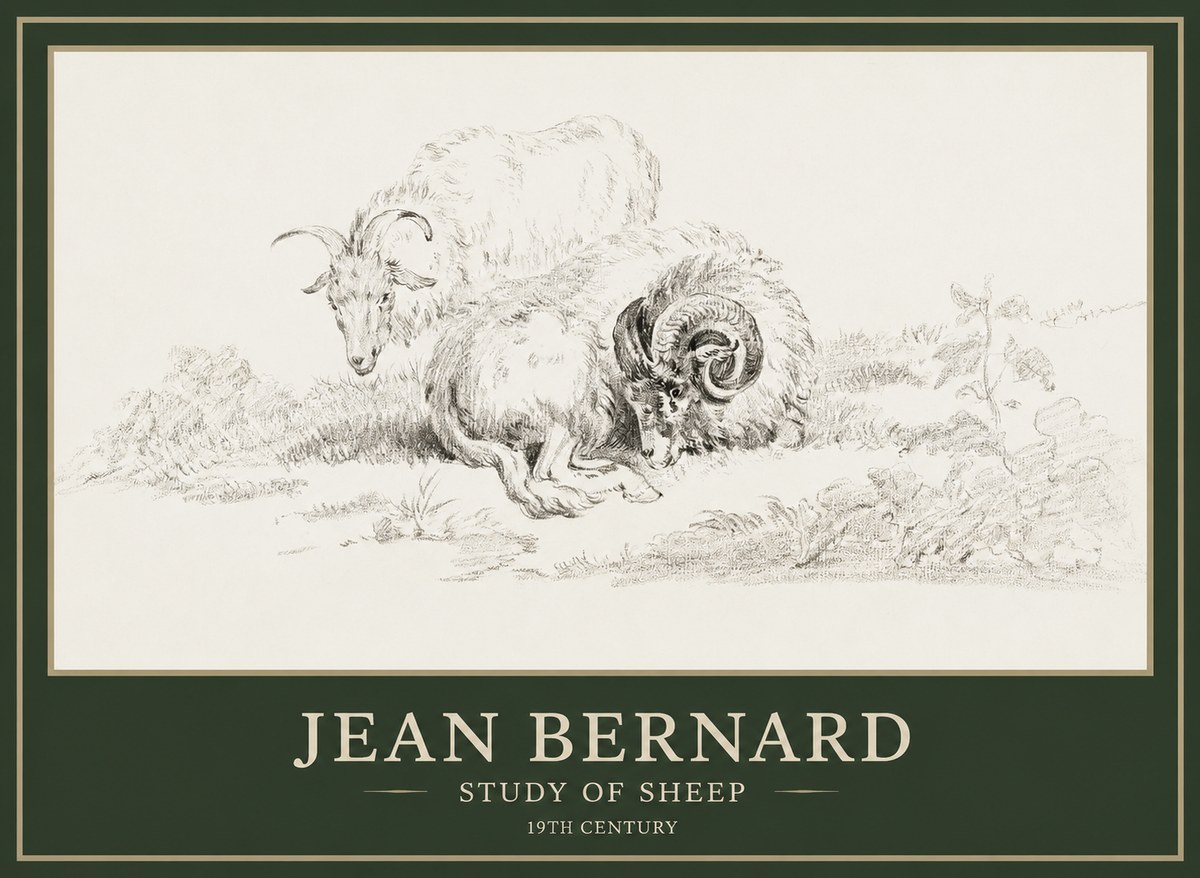 Jean Bernard Study of Sheep No1 - Póster