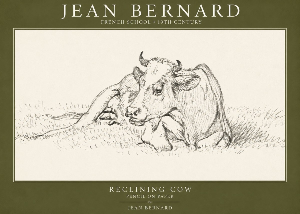 Jean Bernard Reclining Cow III No1 - Póster