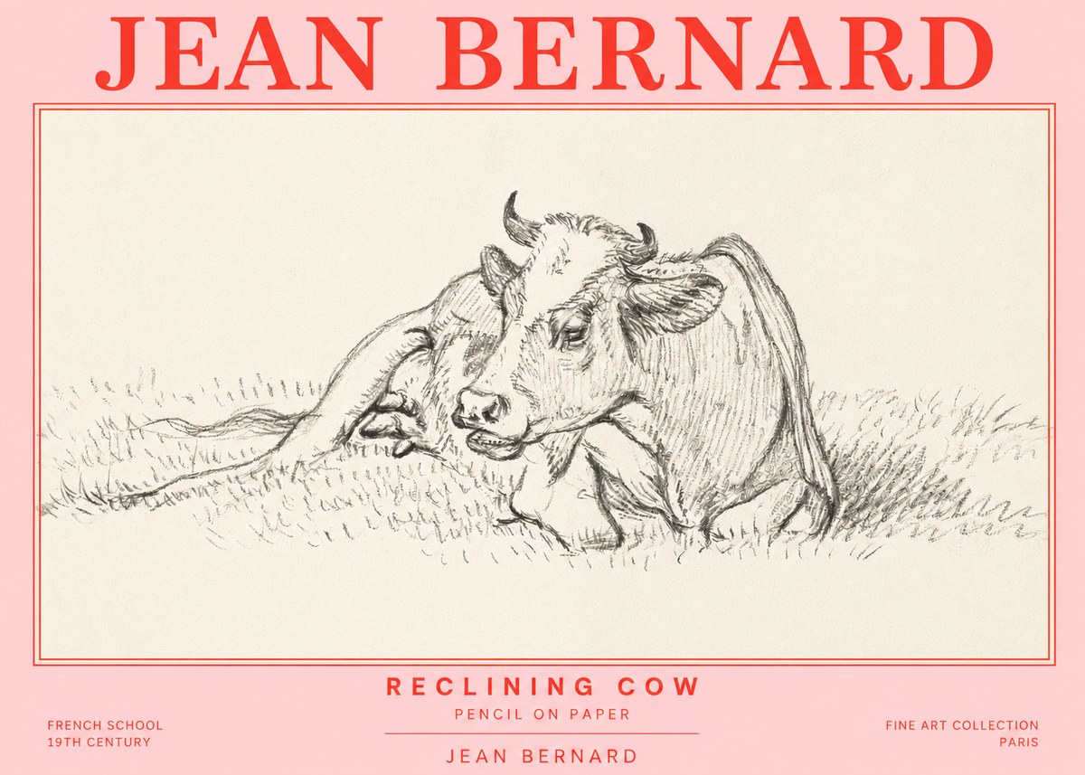 Jean Bernard Reclining Cow III No2 - Póster