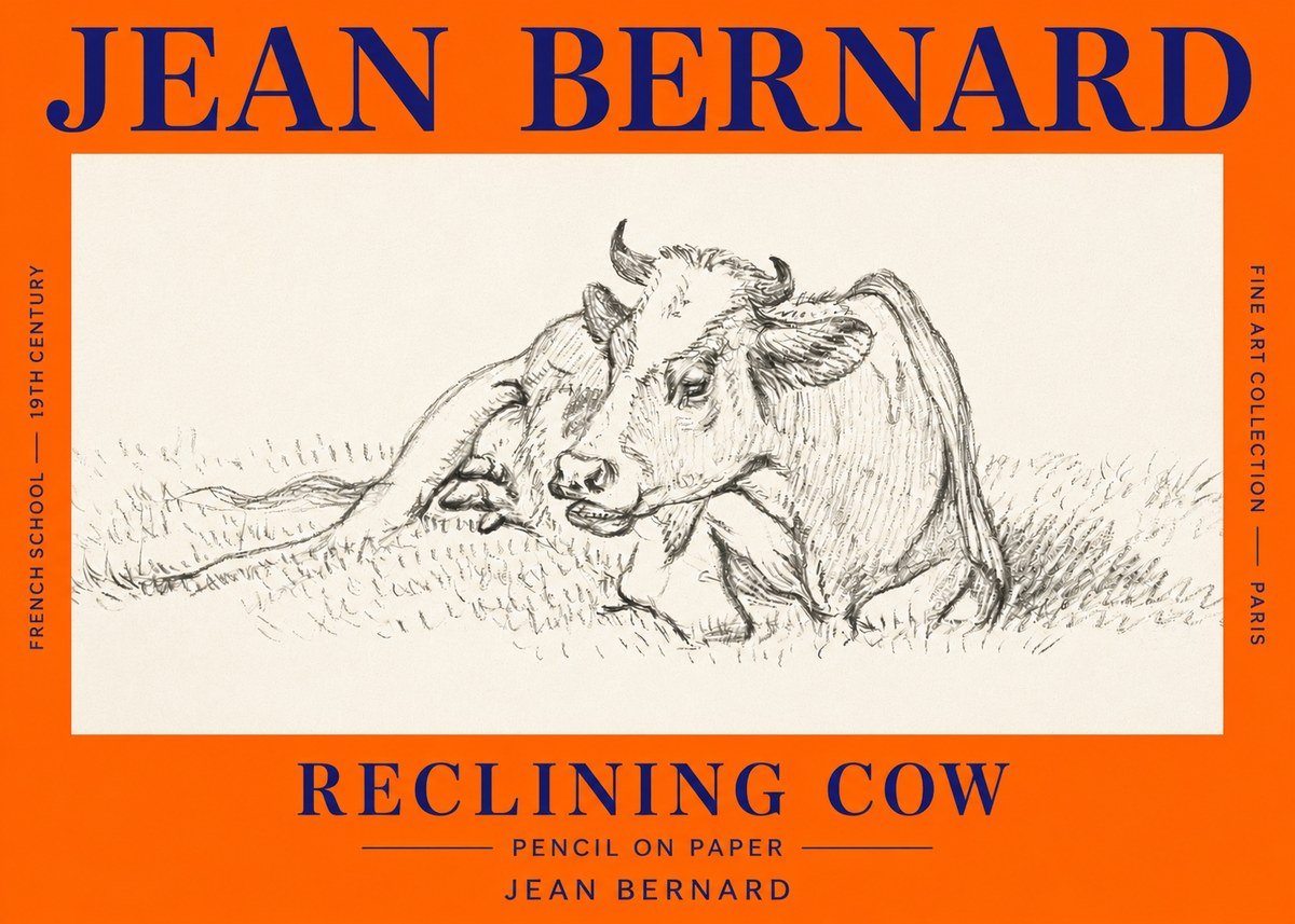 Jean Bernard Reclining Cow III No3 - Póster