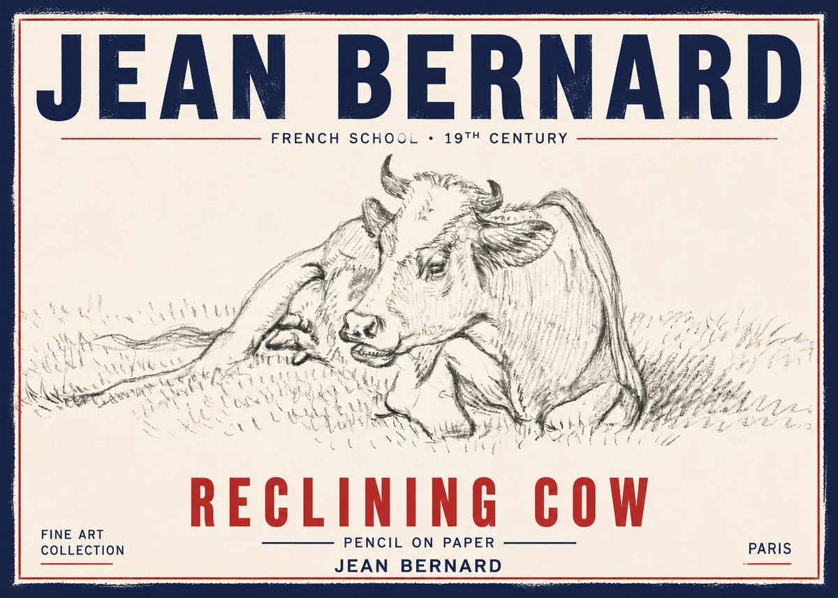 Jean Bernard Reclining Cow III No6 - Póster