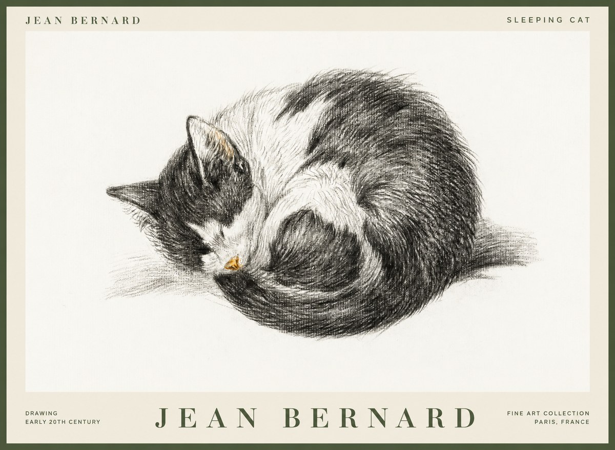Jean Bernard Sleeping Cat VIII No1 - Póster