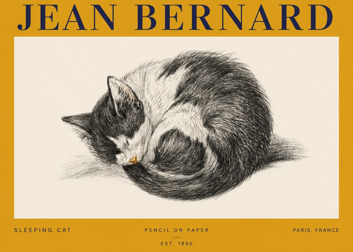 Jean Bernard Sleeping Cat VIII No3 - Póster