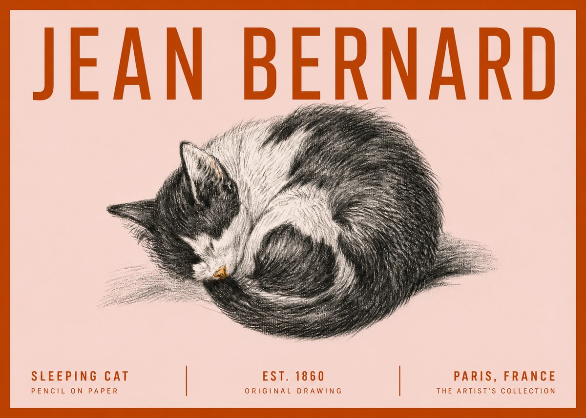 Jean Bernard Sleeping Cat VIII No5 - Póster