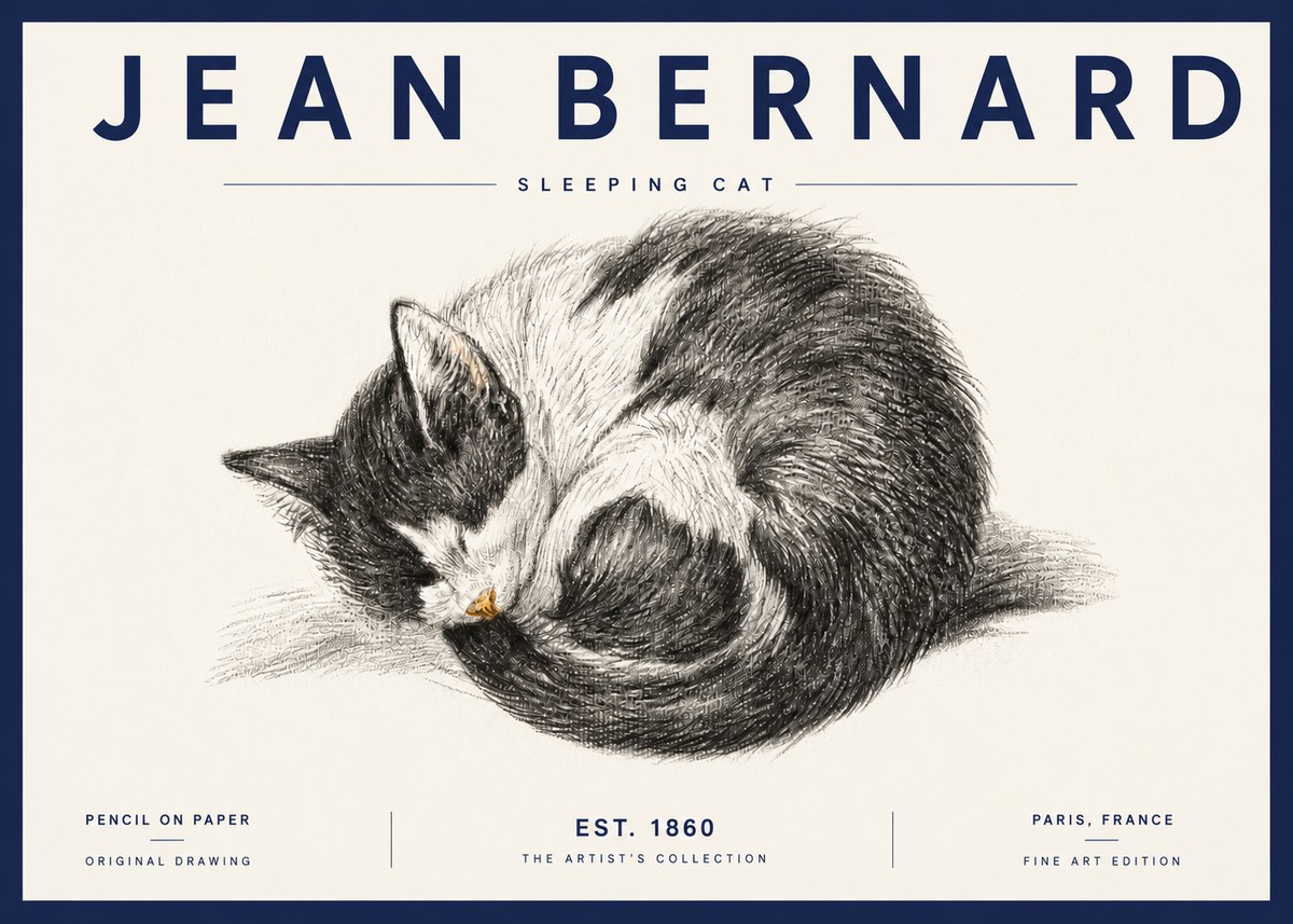Jean Bernard Sleeping Cat VIII No6 - Póster