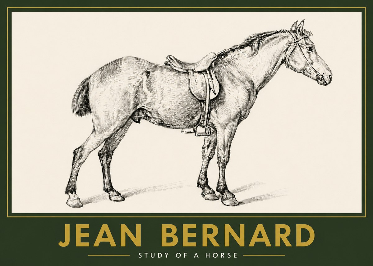 Jean Bernard Study of a Horse X No2 - Póster
