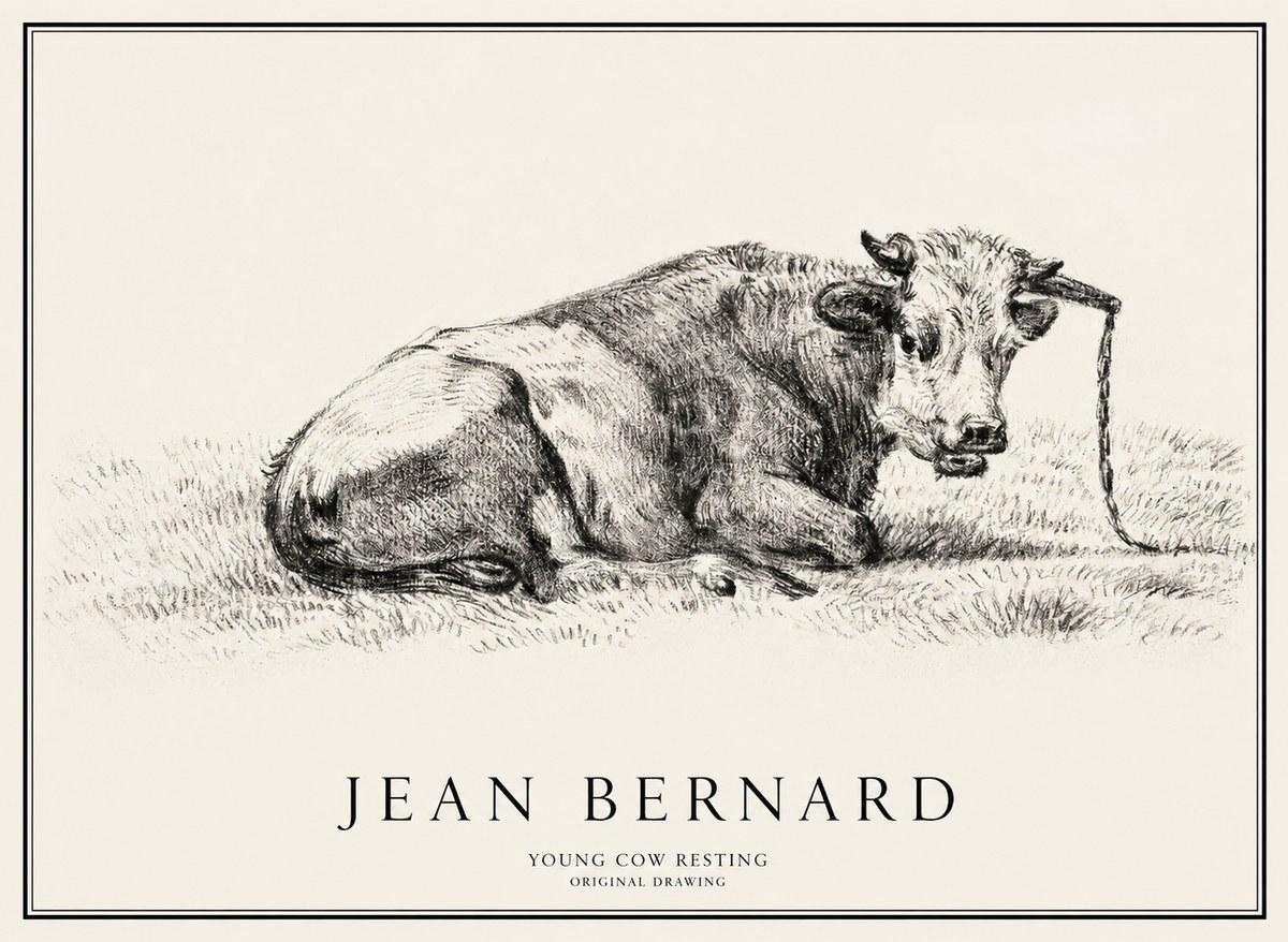 Jean Bernard Young Cow Resting No1 - Póster