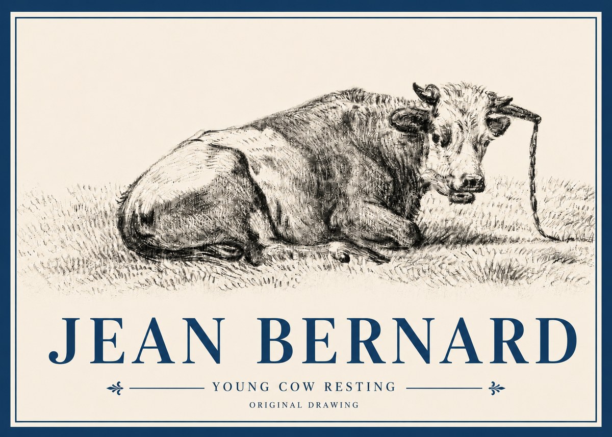 Jean Bernard Young Cow Resting No4 - Póster
