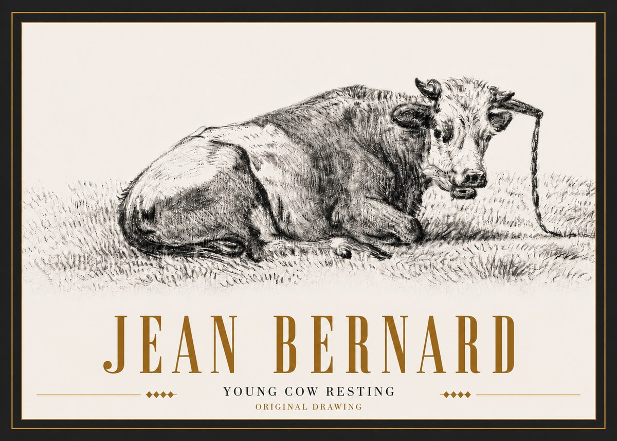Jean Bernard Young Cow Resting No5 - Póster