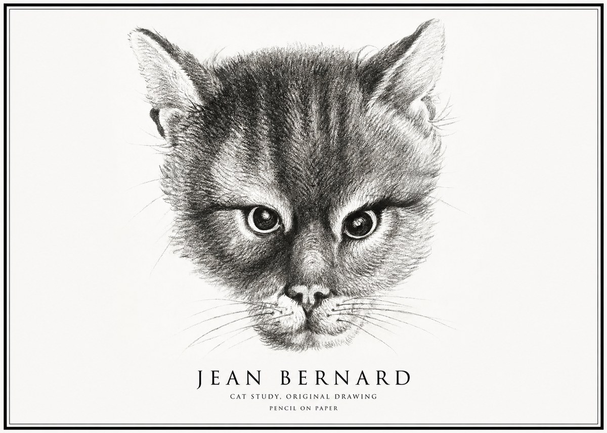 Jean Bernard Cat Study. Original Drawing No1 - Póster
