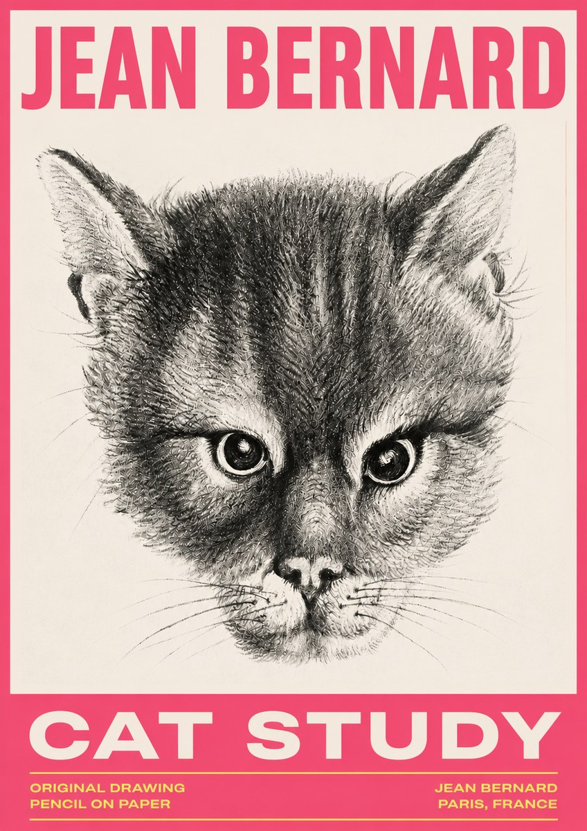 Jean Bernard Cat Study. Original Drawing No3 - Póster