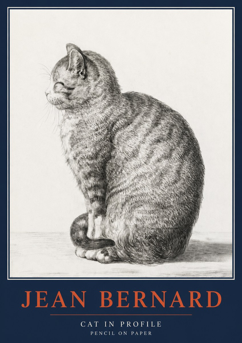 Jean Bernard Cat in Profile No2 - Póster