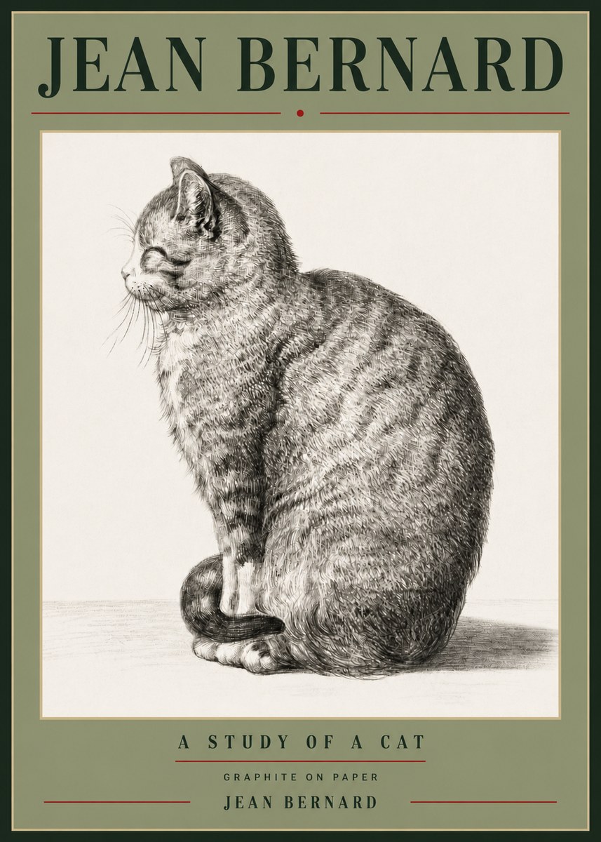 Jean Bernard Cat in Profile No6 - Póster