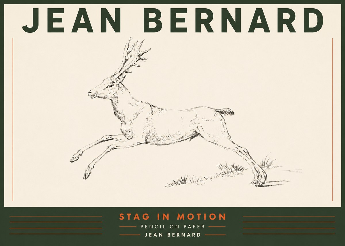 Jean Bernard Stag in Motion No4 - Póster