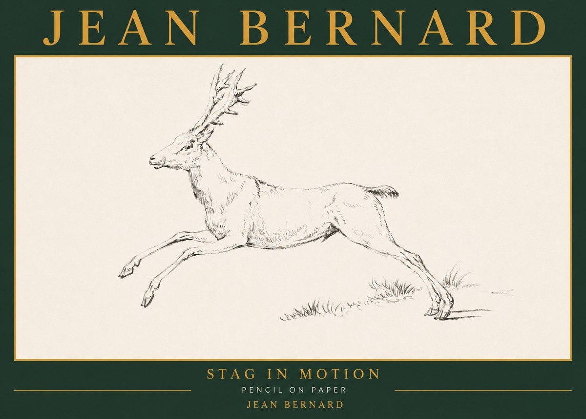 Jean Bernard Stag in Motion No5 - Póster