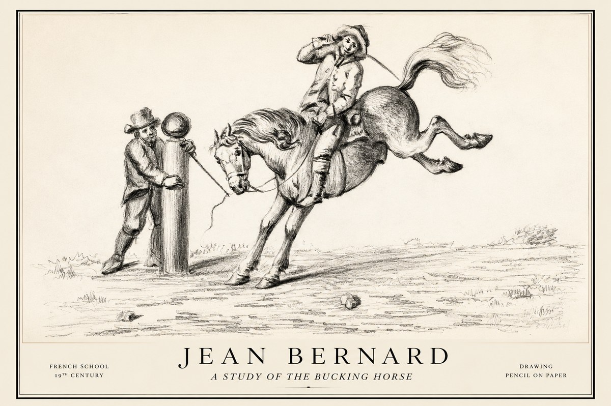 Jean Bernard A Study of the Bucking Horse No1 - Póster