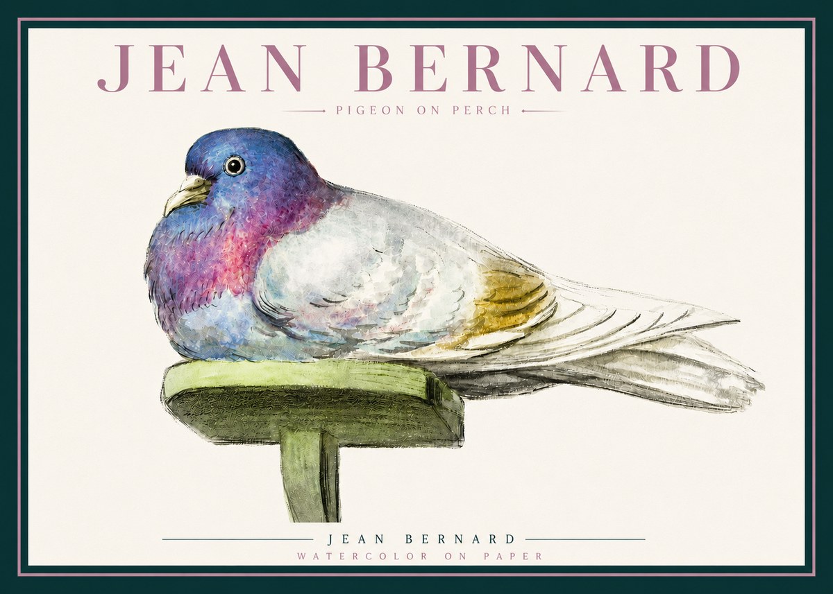 Jean Bernard Pigeon on Perch No3 - Póster