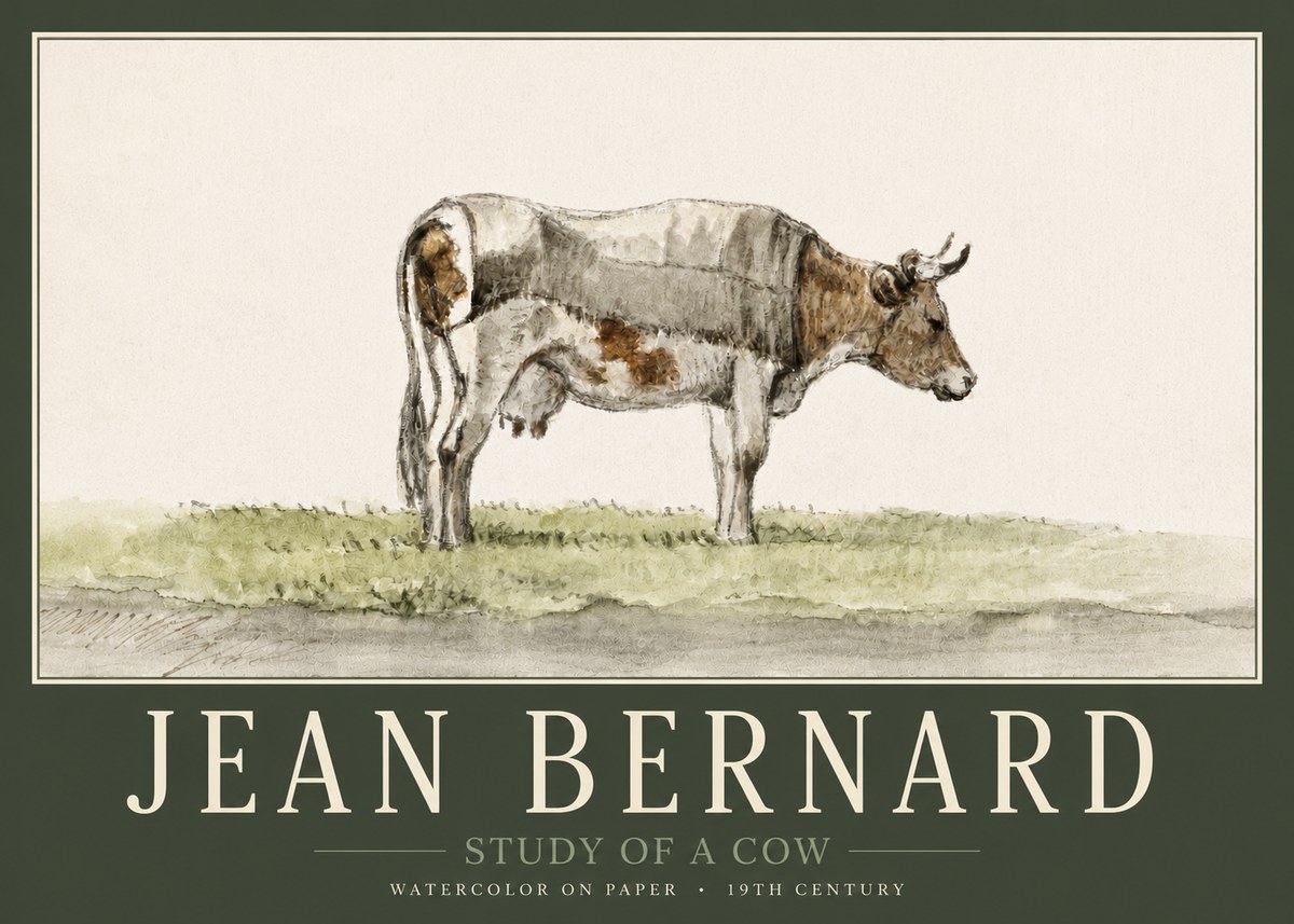 Jean Bernard Study of a Cow XIV No3 - Póster