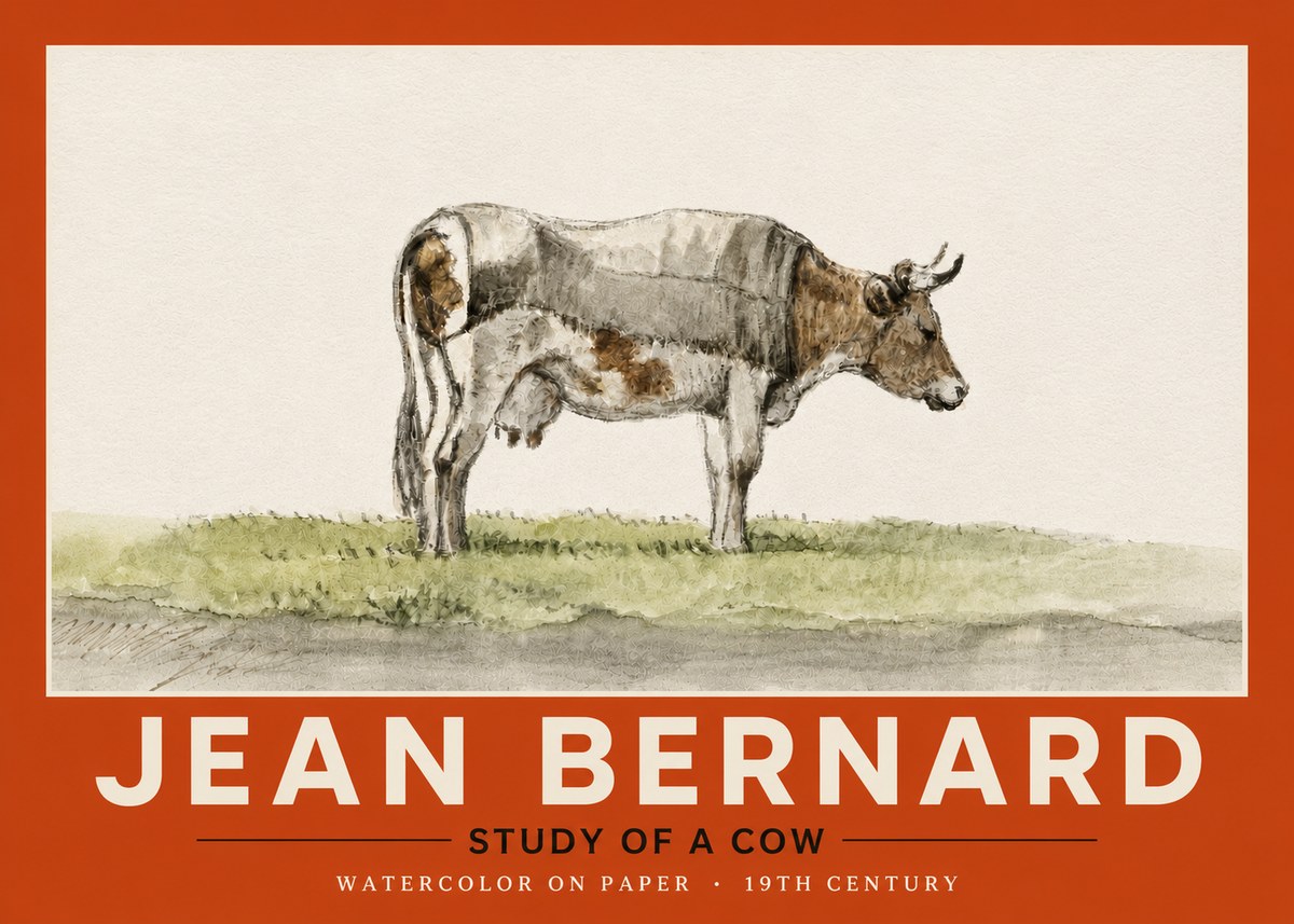 Jean Bernard Study of a Cow XIV No4 - Póster