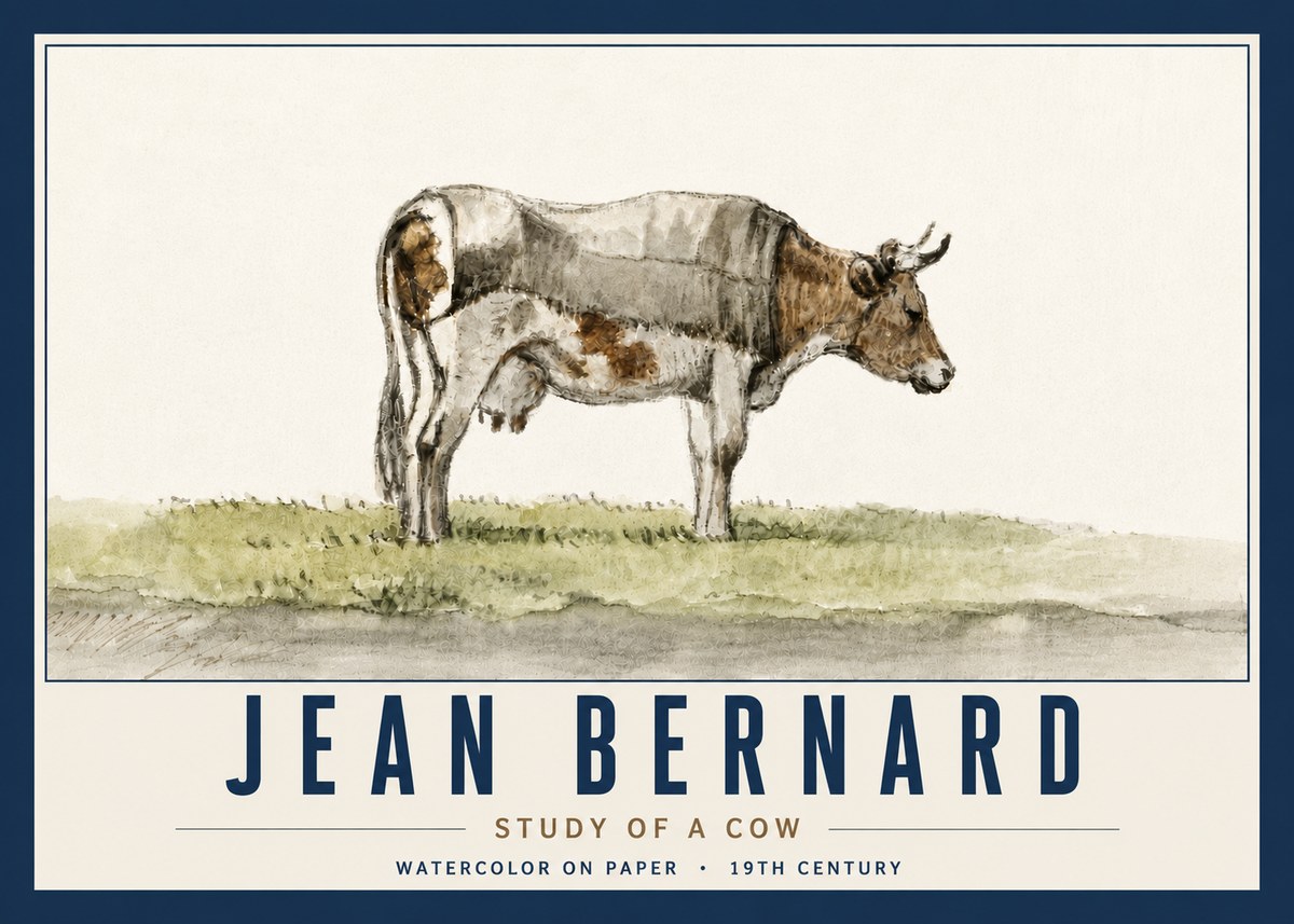 Jean Bernard Study of a Cow XIV No6 - Póster