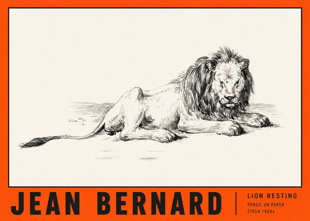 Jean Bernard Lion Resting No2 - Póster
