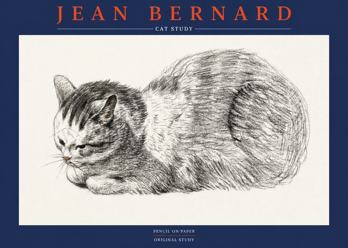 Jean Bernard Cat Study X No2 - Póster