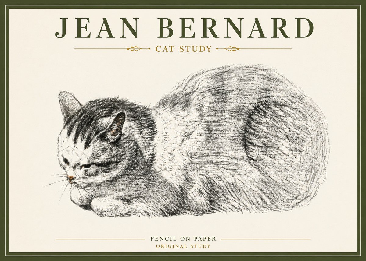 Jean Bernard Cat Study X No4 - Póster