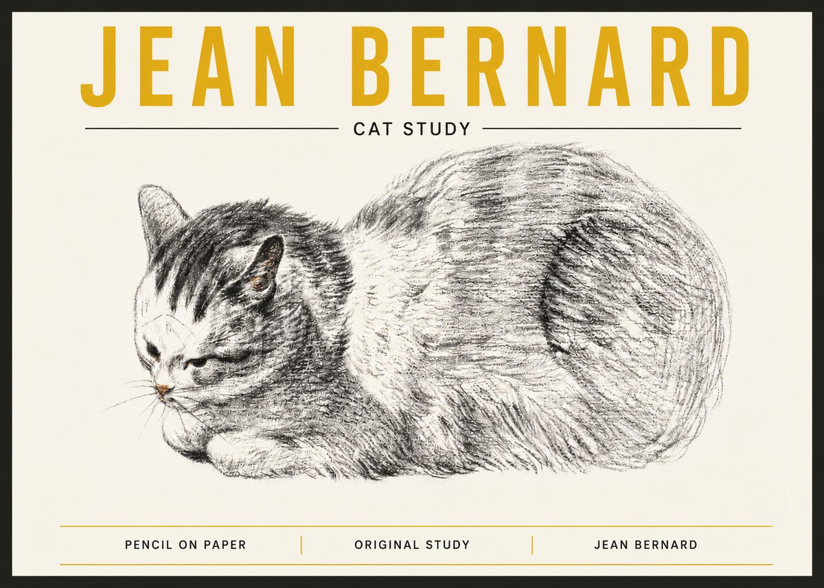 Jean Bernard Cat Study X No6 - Póster