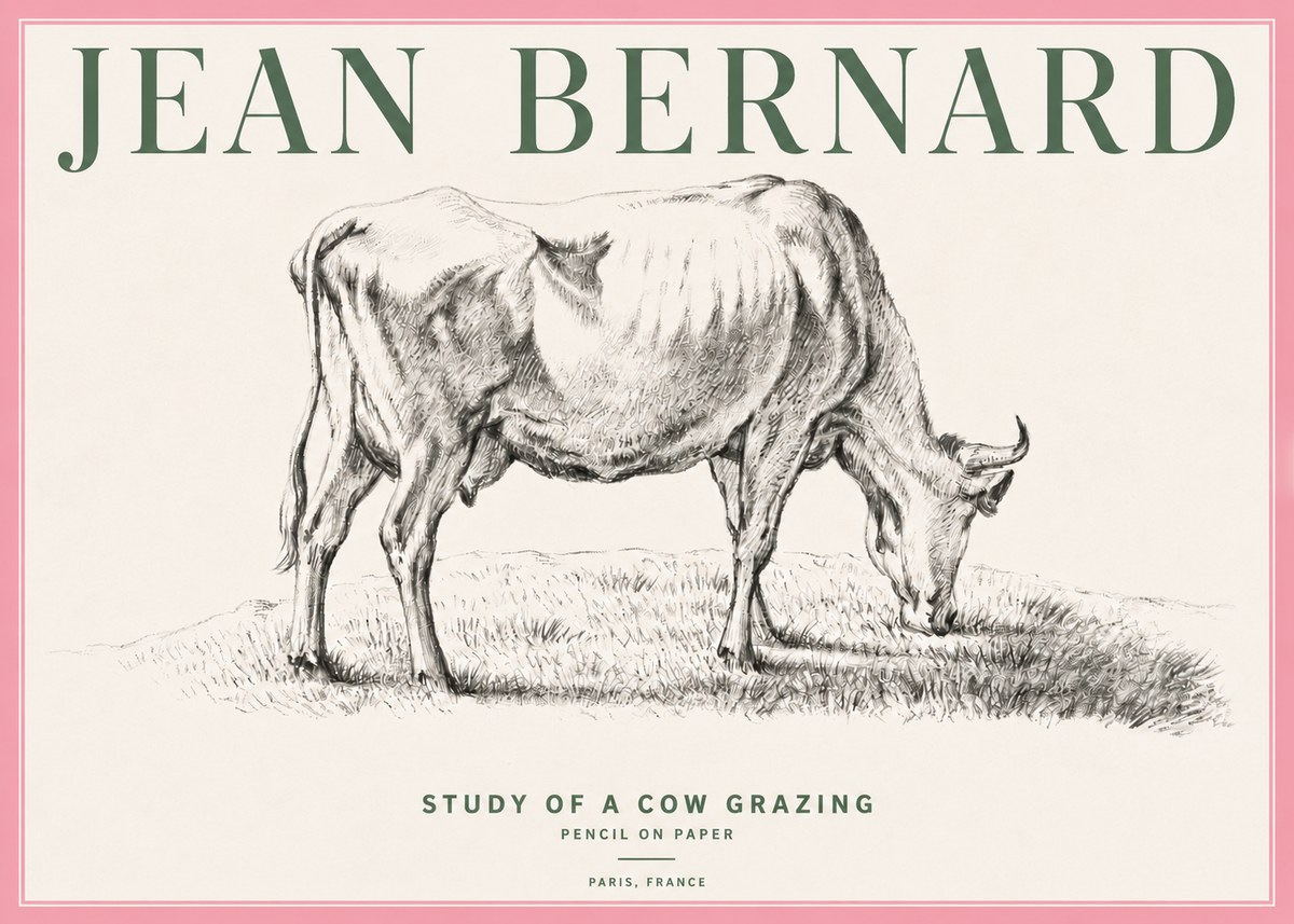 Jean Bernard Study of a Cow Grazing II No4 - Póster