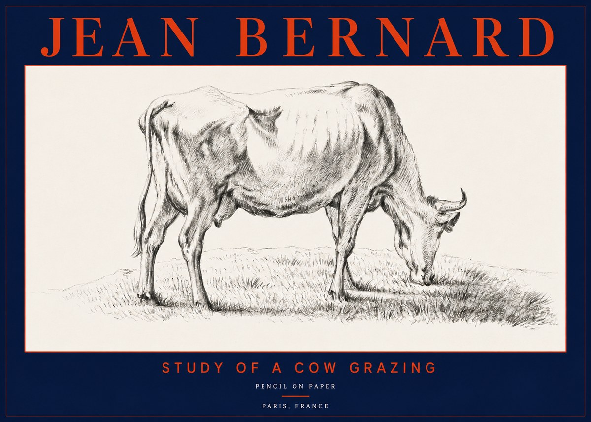 Jean Bernard Study of a Cow Grazing II No5 - Póster