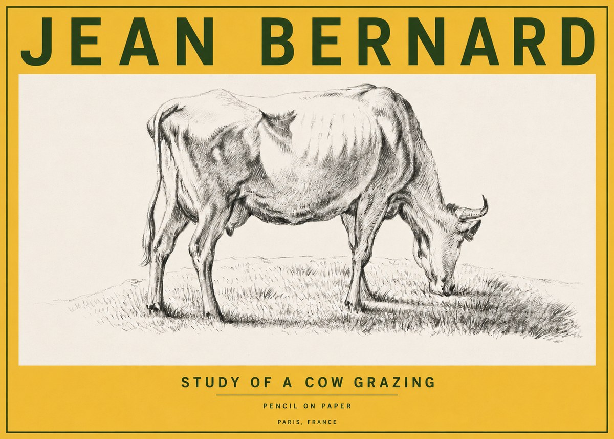 Jean Bernard Study of a Cow Grazing II No6 - Póster