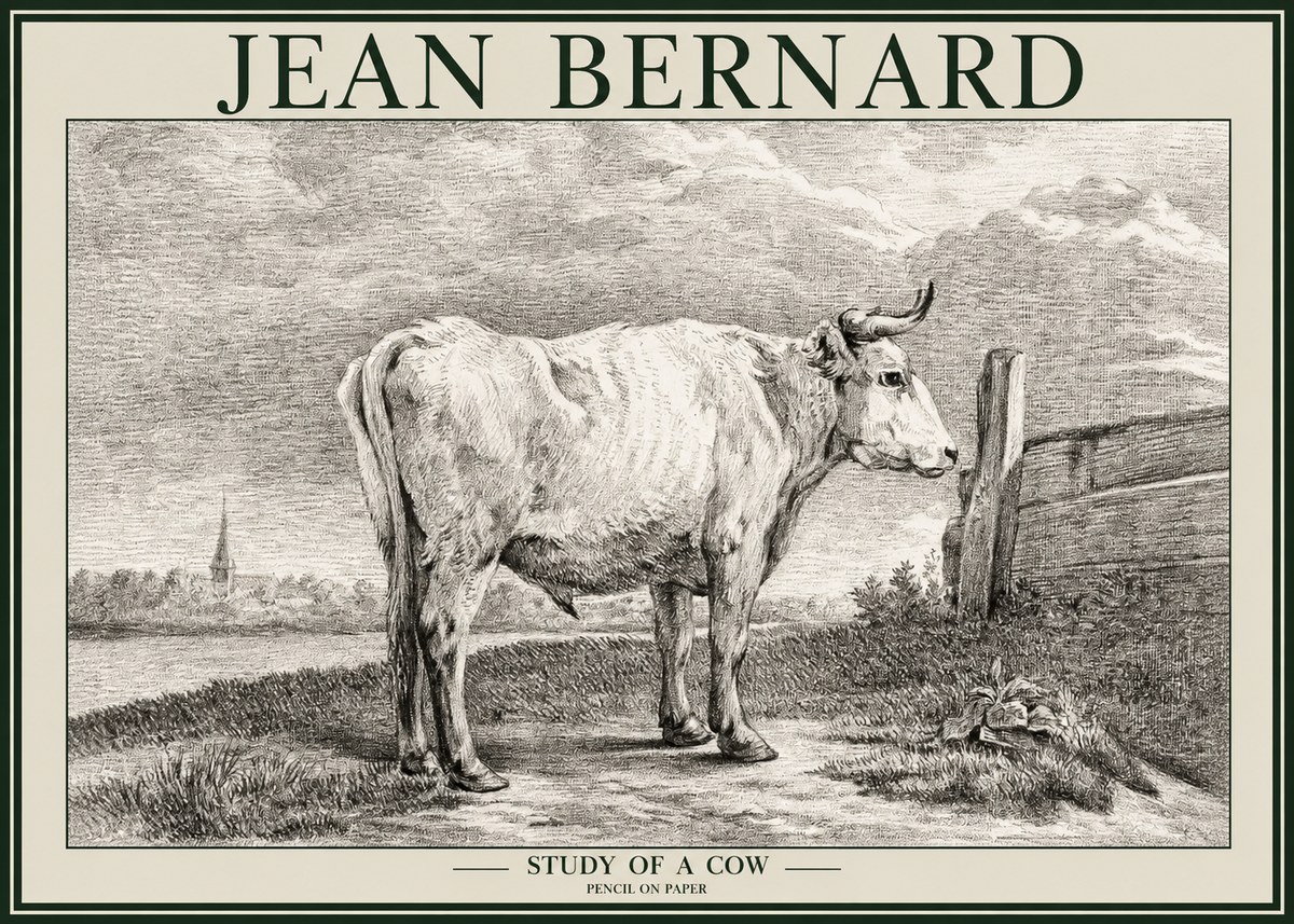 Jean Bernard Study of a Cow XV No2 - Póster