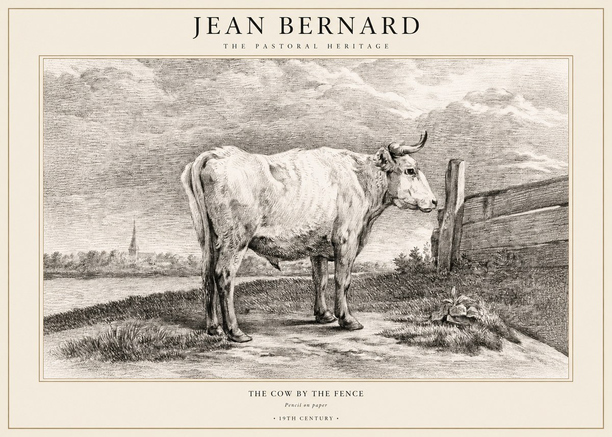 Jean Bernard Study of a Cow XV No3 - Póster