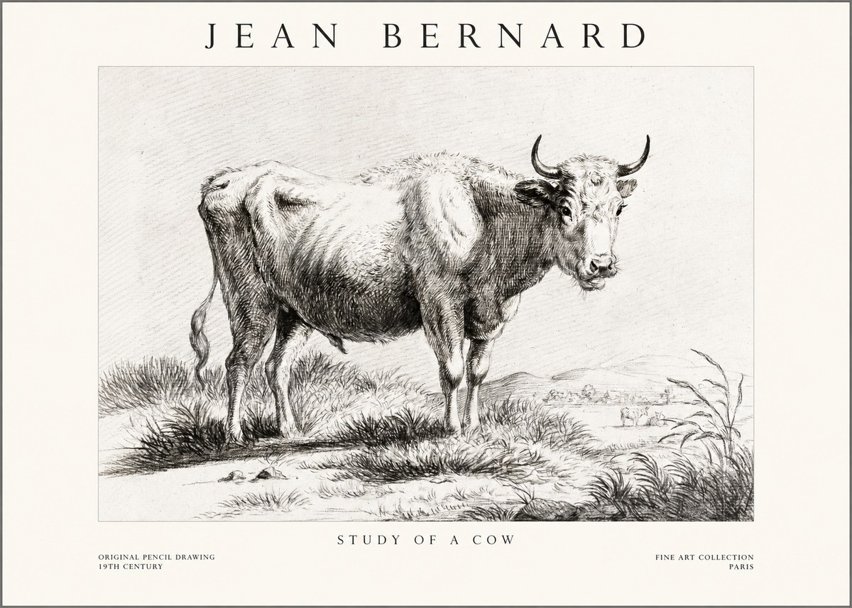 Jean Bernard Study of a Cow XVI No1 - Póster