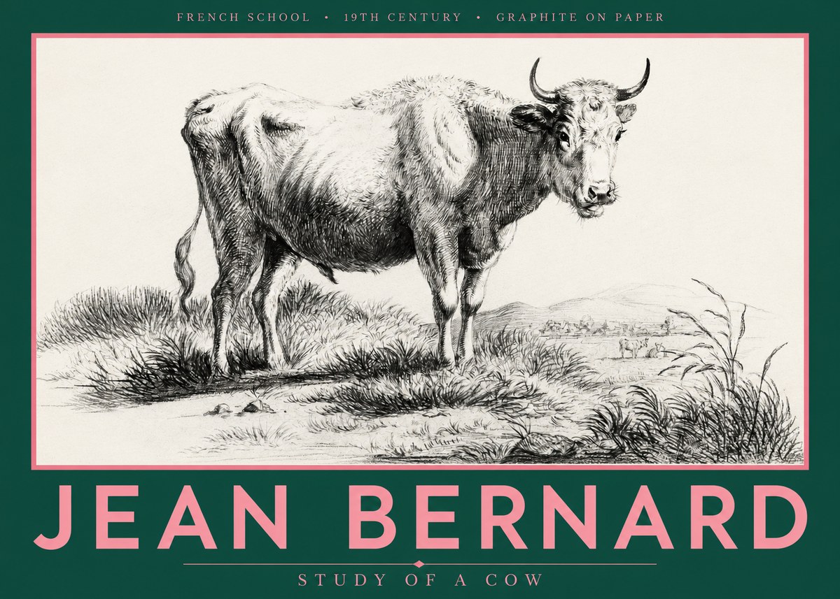 Jean Bernard Study of a Cow XVI No5 - Póster