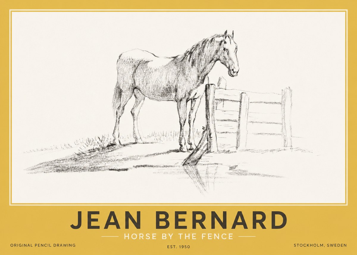 Jean Bernard Horse by the Fence No2 - Póster