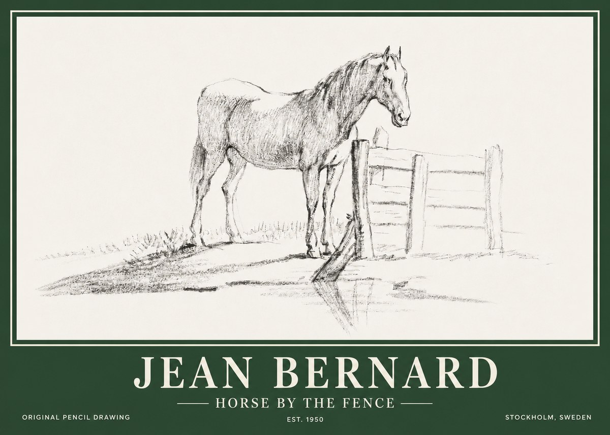 Jean Bernard Horse by the Fence No3 - Póster