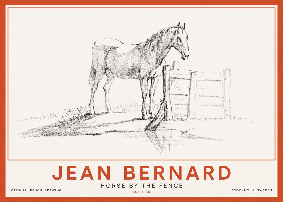 Jean Bernard Horse by the Fence No4 - Póster