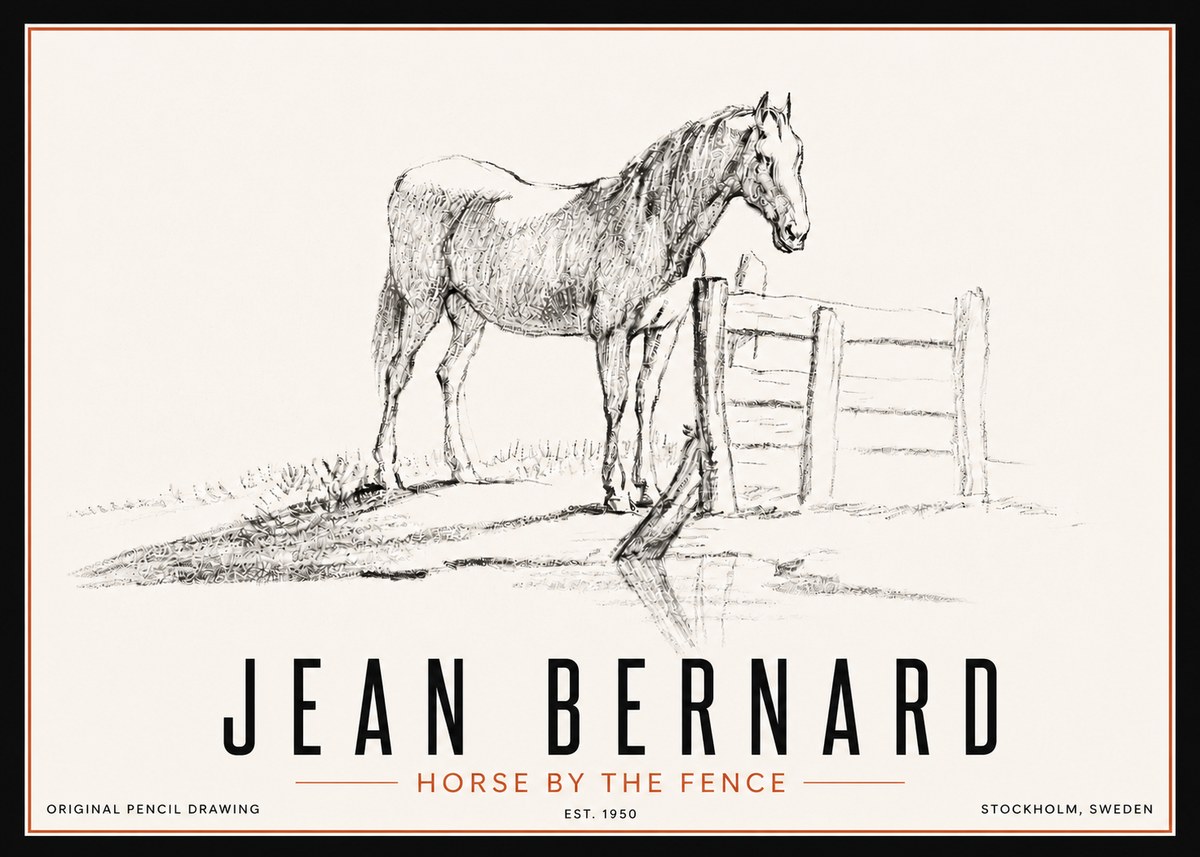 Jean Bernard Horse by the Fence No5 - Póster