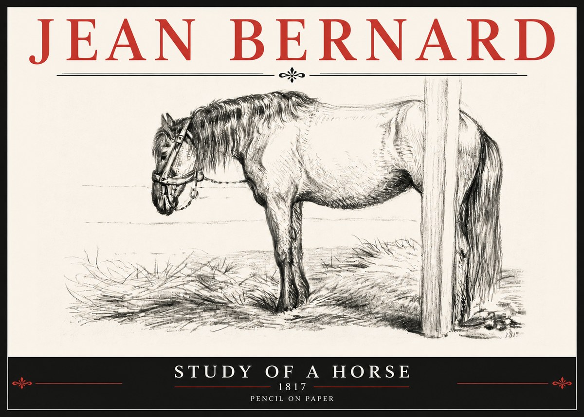 Jean Bernard Study of a Horse XII No6 - Póster