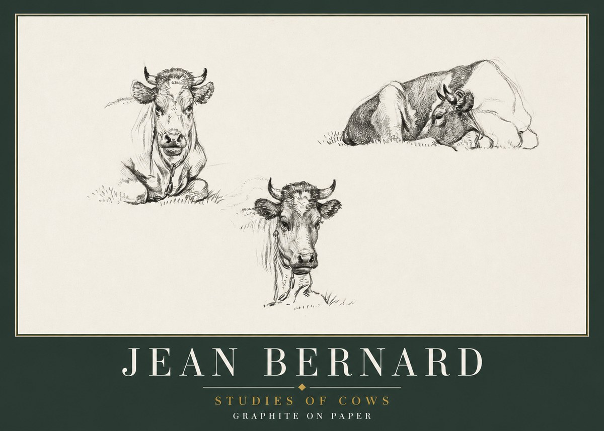 Jean Bernard Studies of Cows II No2 - Póster