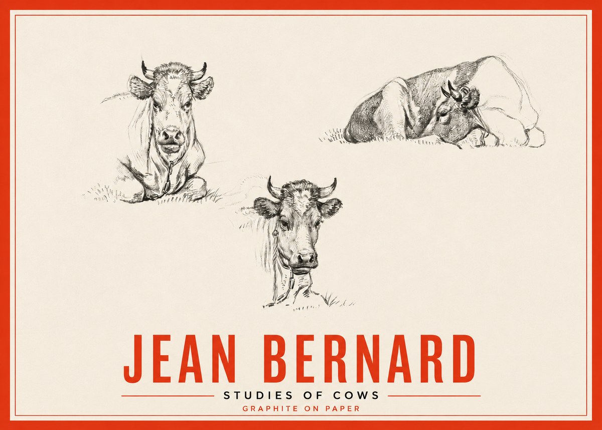 Jean Bernard Studies of Cows II No5 - Póster