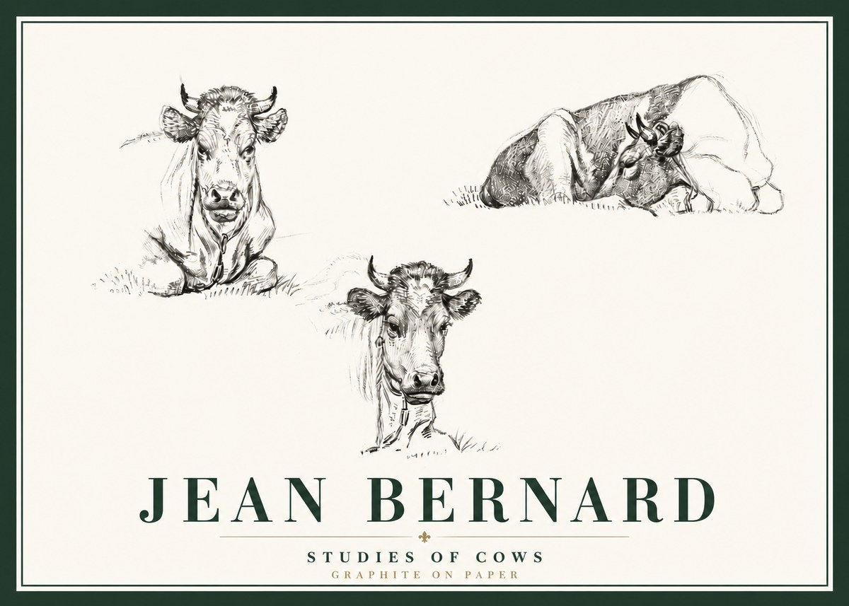 Jean Bernard Studies of Cows II No6 - Póster